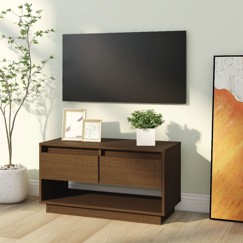 Meuble TV Bois Massif Vintage en Pin - 74 cm-Mon Meuble TV-marron miel-1-8