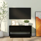 Meuble TV Bois Massif Vintage en Pin - 74 cm-Mon Meuble TV-Noir-1-13