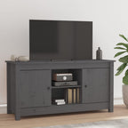 Meuble TV Bois Naturel Design en Pin Massif - 103 cm-Mon Meuble TV-Gris-1-1