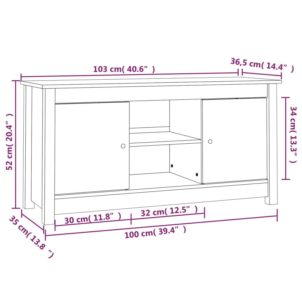 Meuble TV Bois Naturel Design en Pin Massif - 103 cm-Mon Meuble TV-Naturel-1-10