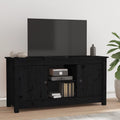 Meuble TV Bois Naturel Design en Pin Massif - 103 cm-Mon Meuble TV-Noir-1-13