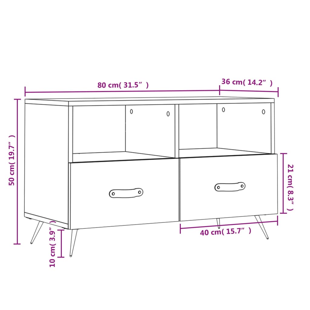 Meuble TV Bois Pas Cher Effet Sonoma Gris - 80 cm-Mon Meuble TV-Gris béton-1-12