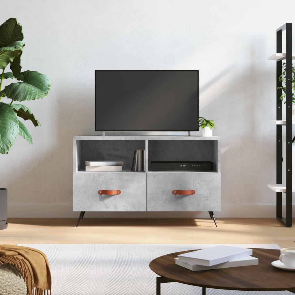 Meuble TV Bois Pas Cher Effet Sonoma Gris - 80 cm-Mon Meuble TV-Gris béton-1-15