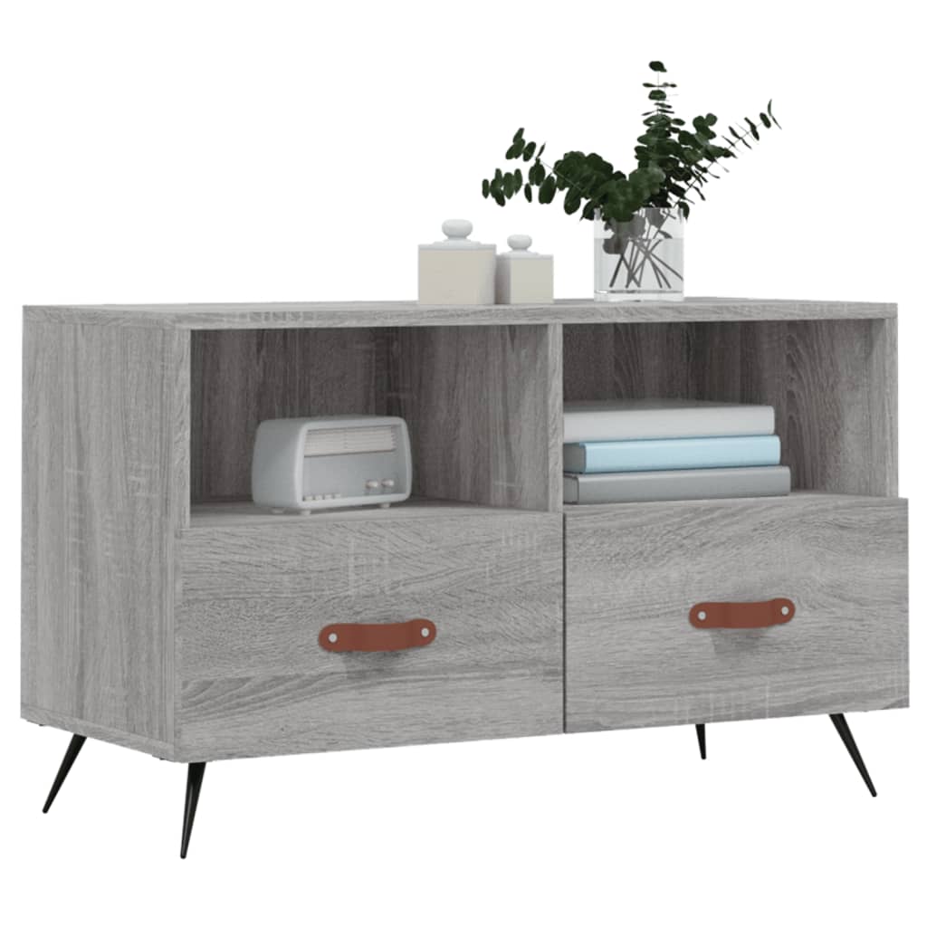 Meuble TV Bois Pas Cher Effet Sonoma Gris - 80 cm-Mon Meuble TV-Gris béton-1-3