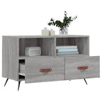 Meuble TV Bois Pas Cher Effet Sonoma Gris - 80 cm-Mon Meuble TV-Gris béton-1-4