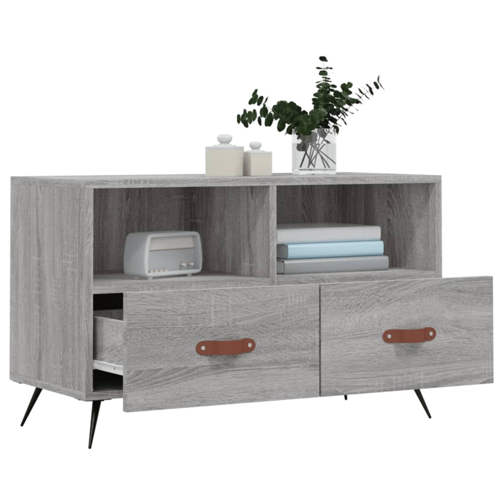Meuble TV Bois Pas Cher Effet Sonoma Gris - 80 cm-Mon Meuble TV-Gris béton-1-4
