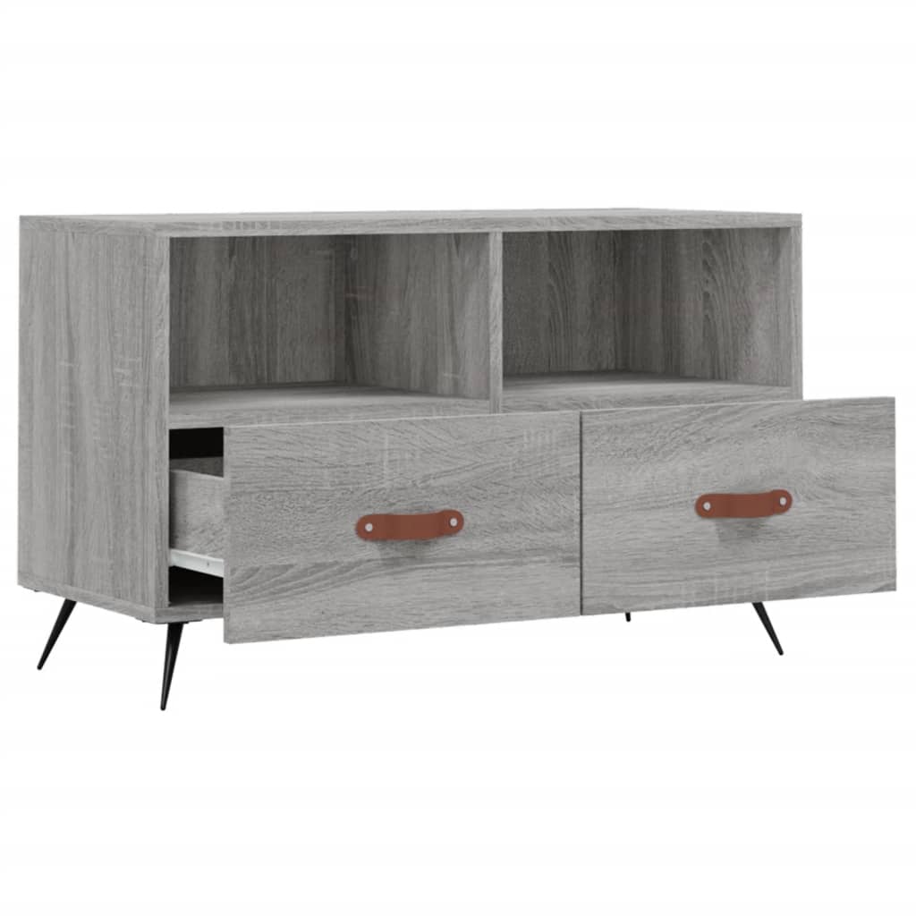 Meuble TV Bois Pas Cher Effet Sonoma Gris - 80 cm-Mon Meuble TV-Gris béton-1-6
