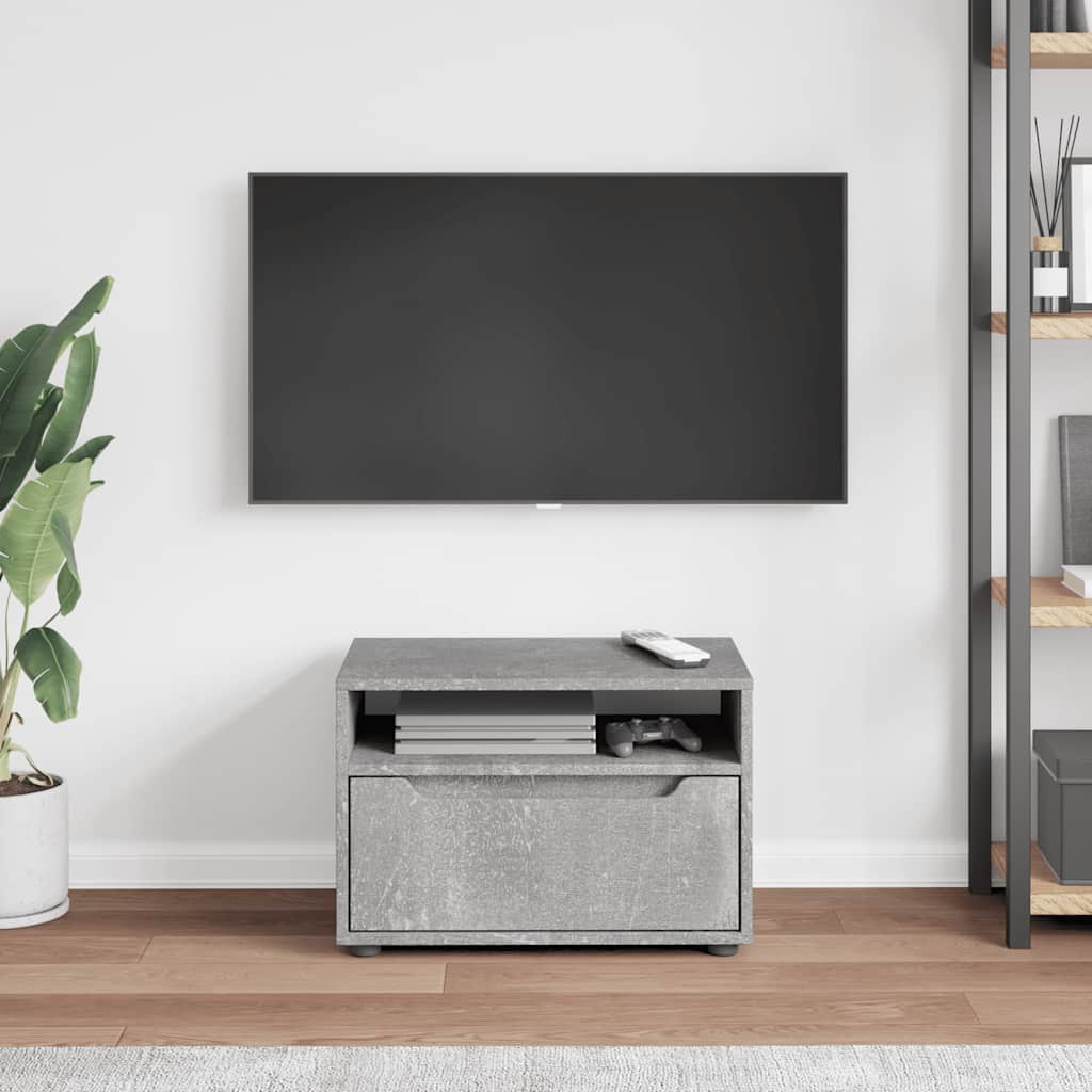 Meuble TV Bois Petite Taille Effet Béton - 60 cm-Mon Meuble TV-Gris béton-2