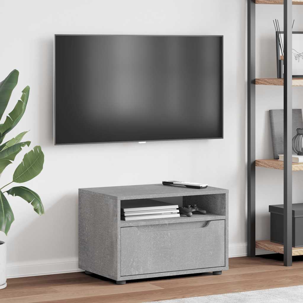 Meuble TV Bois Petite Taille Effet Béton - 60 cm-Mon Meuble TV-Gris béton-4