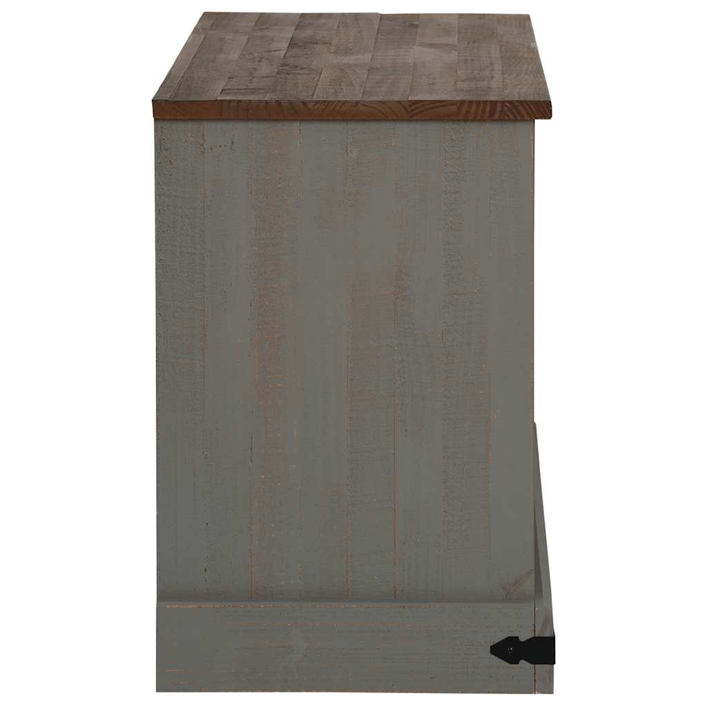 Meuble TV Bois Porte Coulissante en Pin Massif Gris - 110 cm-Mon Meuble TV-Gris-5