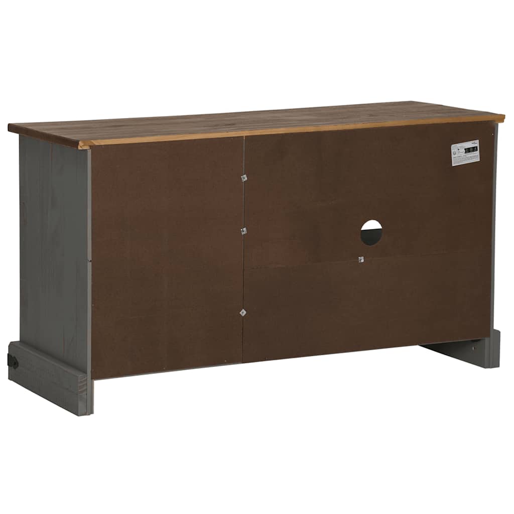 Meuble TV Bois Porte Coulissante en Pin Massif Gris - 110 cm-Mon Meuble TV-Gris-6
