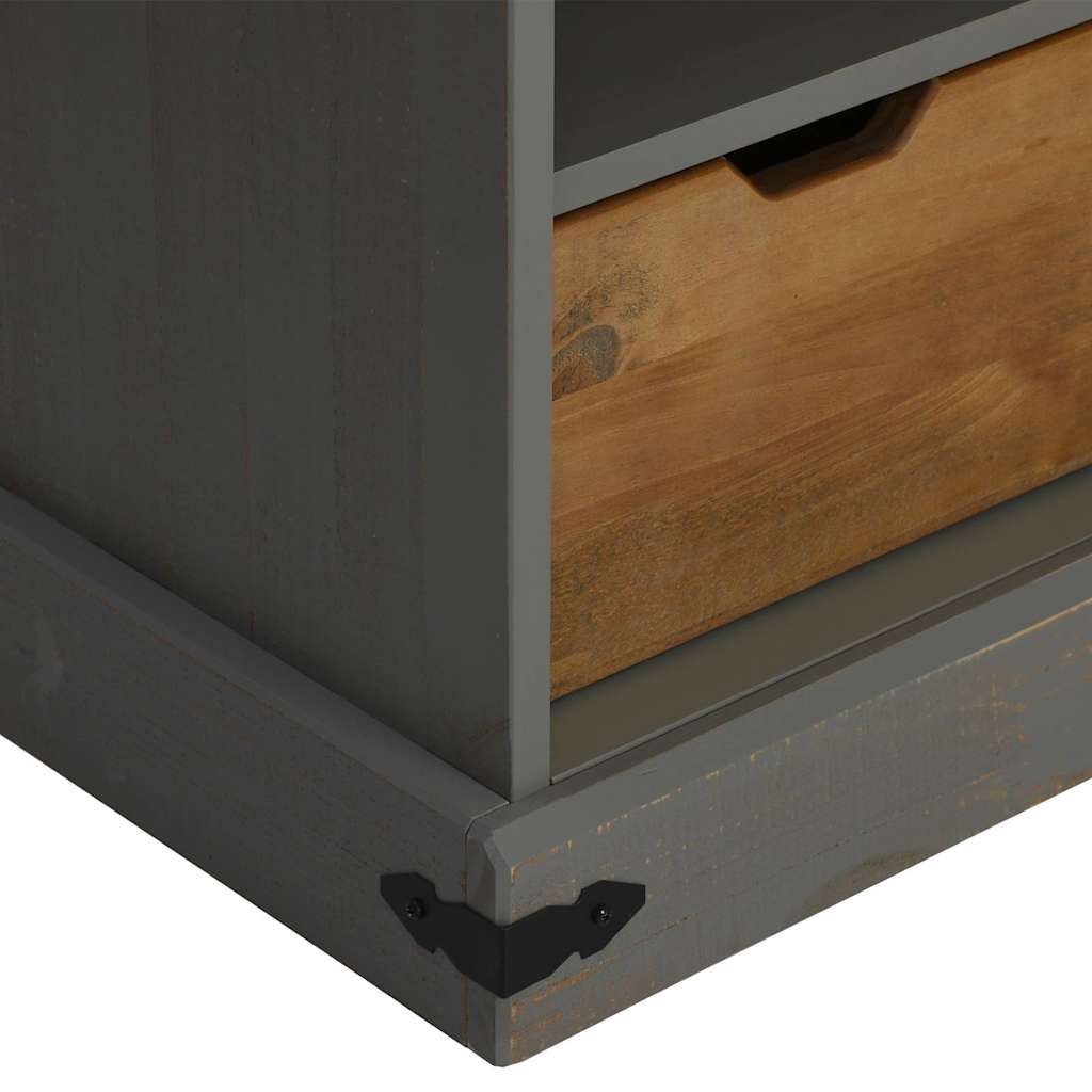 Meuble TV Bois Porte Coulissante en Pin Massif Gris - 110 cm-Mon Meuble TV-Gris-9