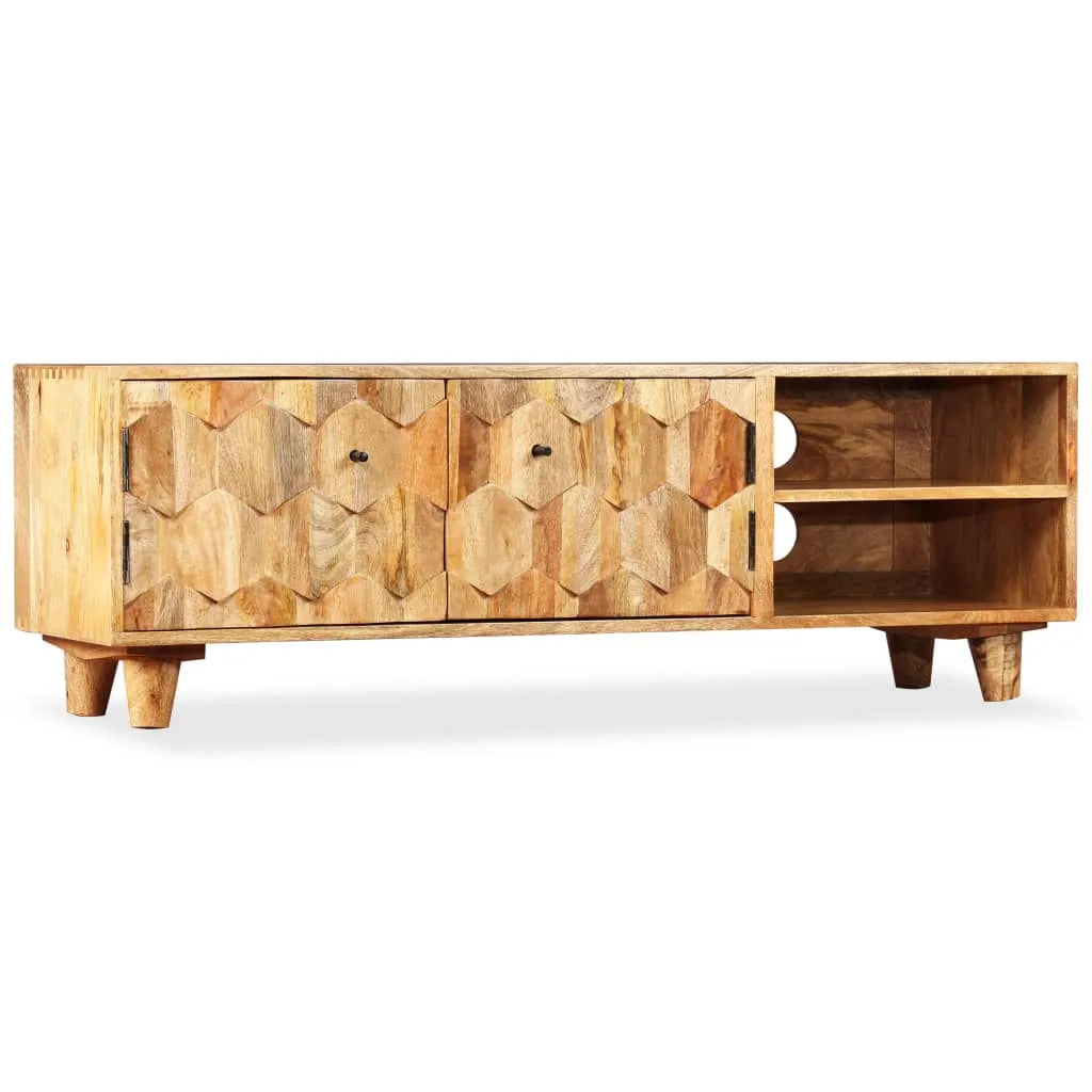 Meuble TV Bois Sculpté en Manguier Massif - 118 cm-Mon Meuble TV-1