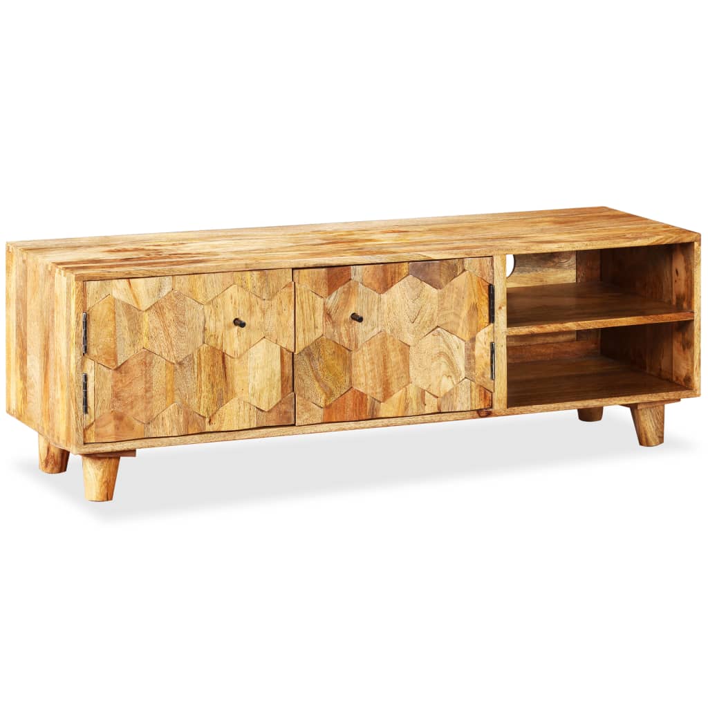 Meuble TV Bois Sculpté en Manguier Massif - 118 cm-Mon Meuble TV-2