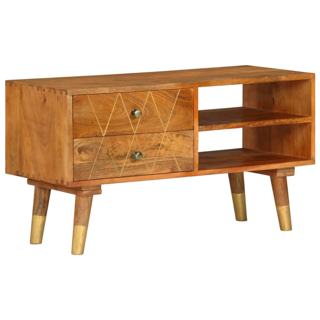 Meuble TV Bois Simple en Manguier - 85 cm-Mon Meuble TV-12