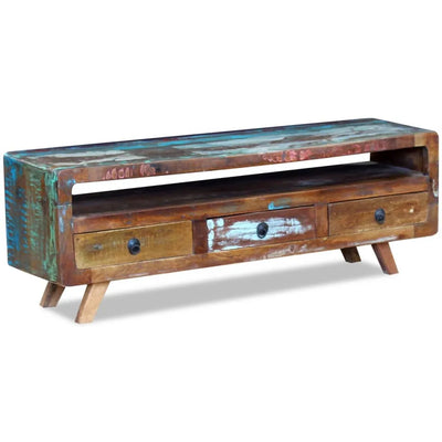 Meuble TV Bois Style Ancien Massif - 120 cm