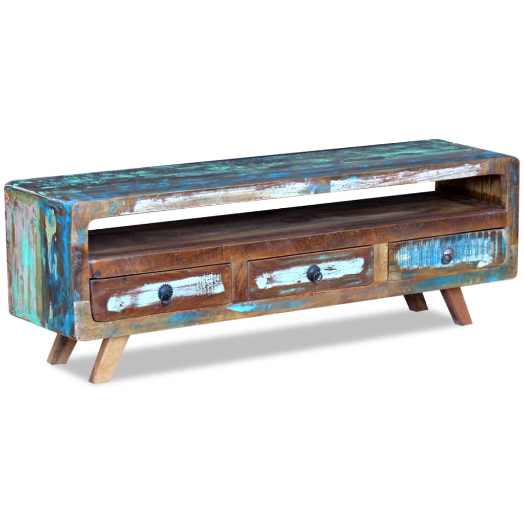 Meuble TV Bois Style Ancien Massif - 120 cm-Mon Meuble TV-2