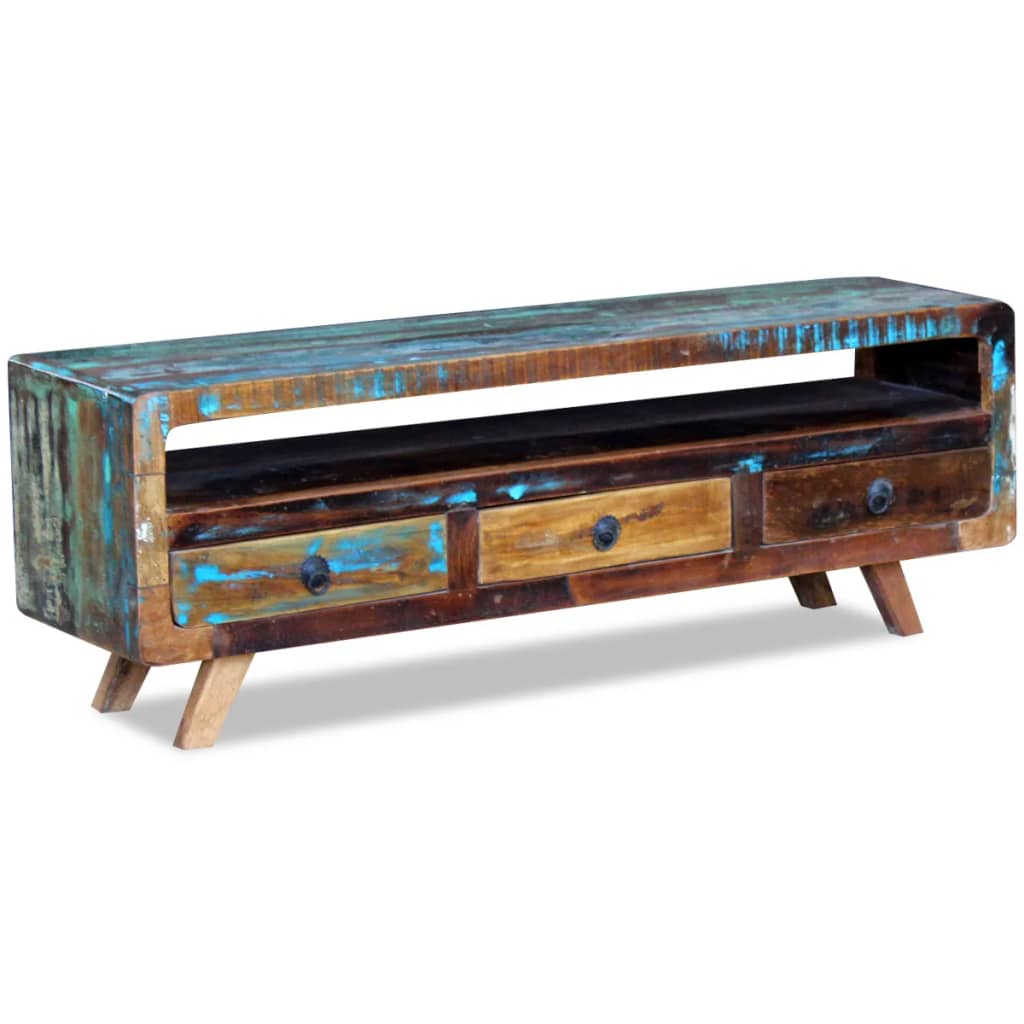 Meuble TV Bois Style Ancien Massif - 120 cm-Mon Meuble TV-3