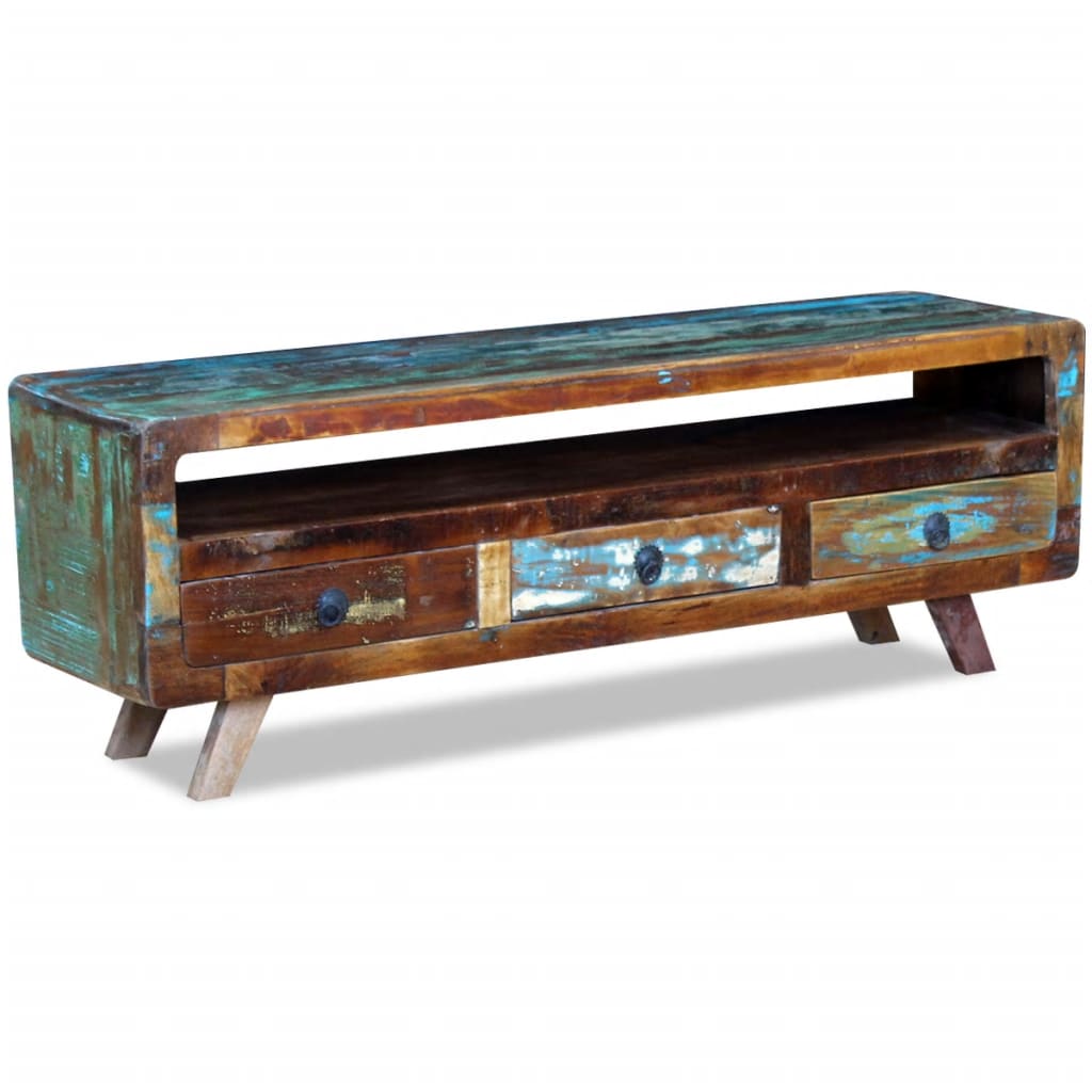 Meuble TV Bois Style Ancien Massif - 120 cm-Mon Meuble TV-4