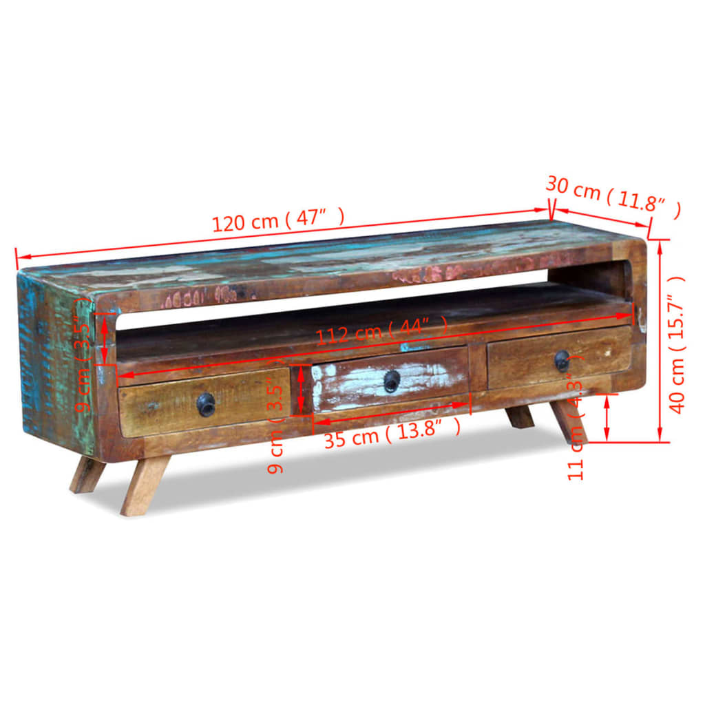 Meuble TV Bois Style Ancien Massif - 120 cm-Mon Meuble TV-8