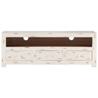 Meuble TV Bois Vieilli Blanc en Acacia - 110 cm-Mon Meuble TV-2