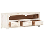Meuble TV Bois Vieilli Blanc en Acacia - 110 cm-Mon Meuble TV-3