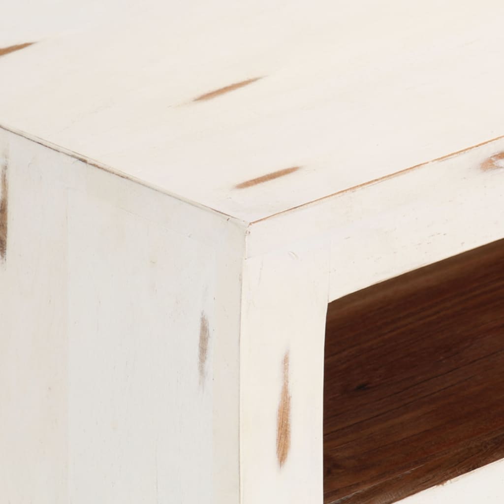 Meuble TV Bois Vieilli Blanc en Acacia - 110 cm-Mon Meuble TV-5
