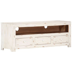 Meuble TV Bois Vieilli Blanc en Acacia - 110 cm-Mon Meuble TV-9