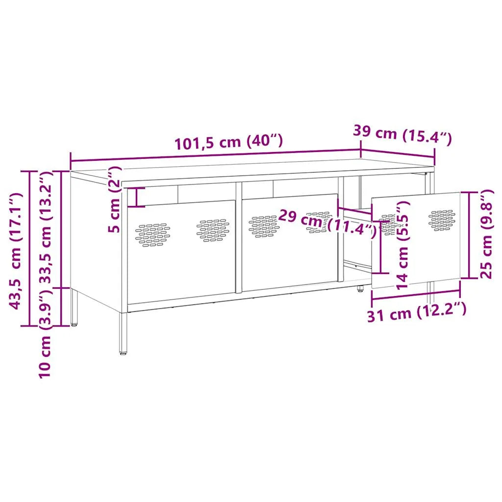 Meuble TV Casier Métallique Blanc - 101,5 cm-Mon Meuble TV-Blanc-68 cm-12