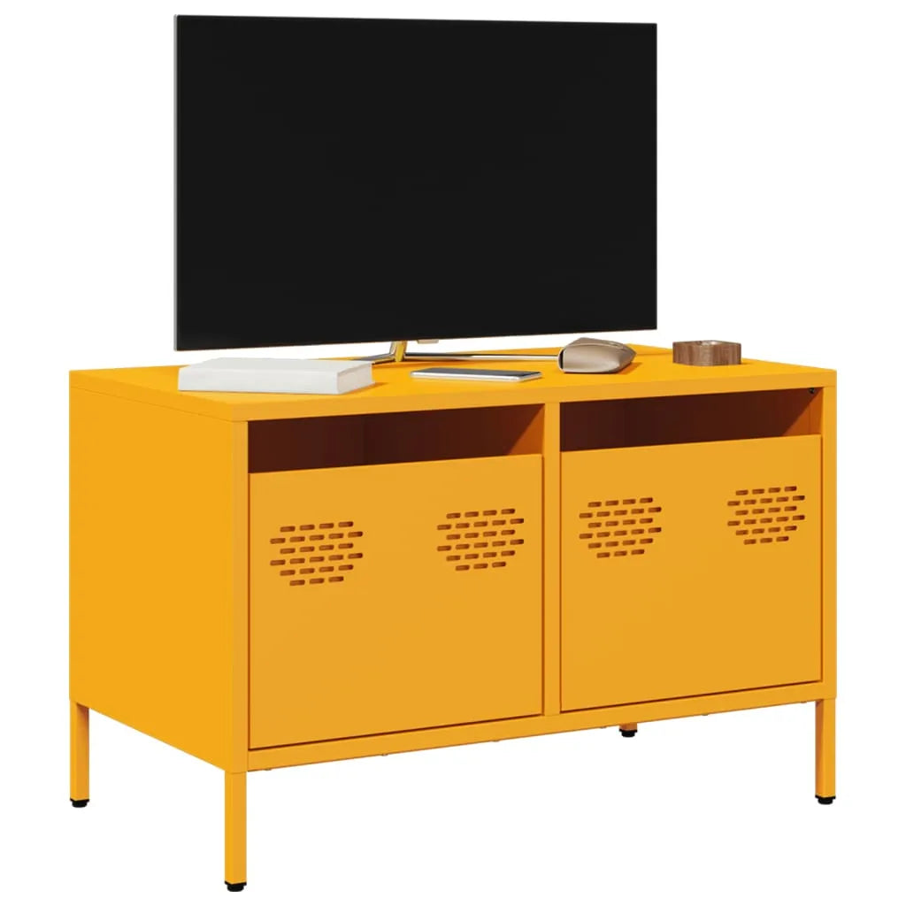 Meuble TV Casier Métallique Blanc - 101,5 cm-Mon Meuble TV-jaune moutarde-68 cm-19