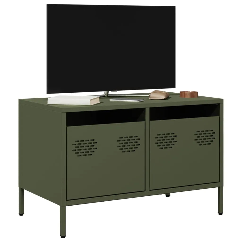 Meuble TV Casier Métallique Blanc - 101,5 cm-Mon Meuble TV-Vert olive-68 cm-21