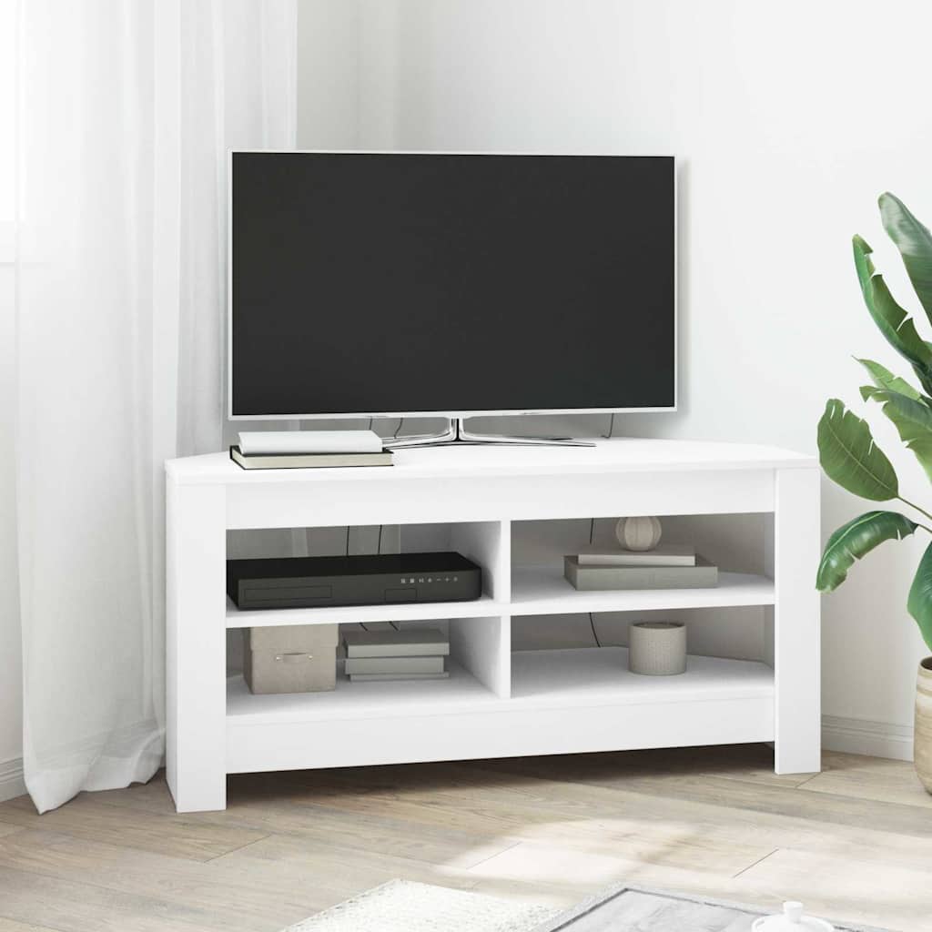 Meuble TV d'Angle en Bois Clair - 102 cm-Mon Meuble TV-Blanc-14