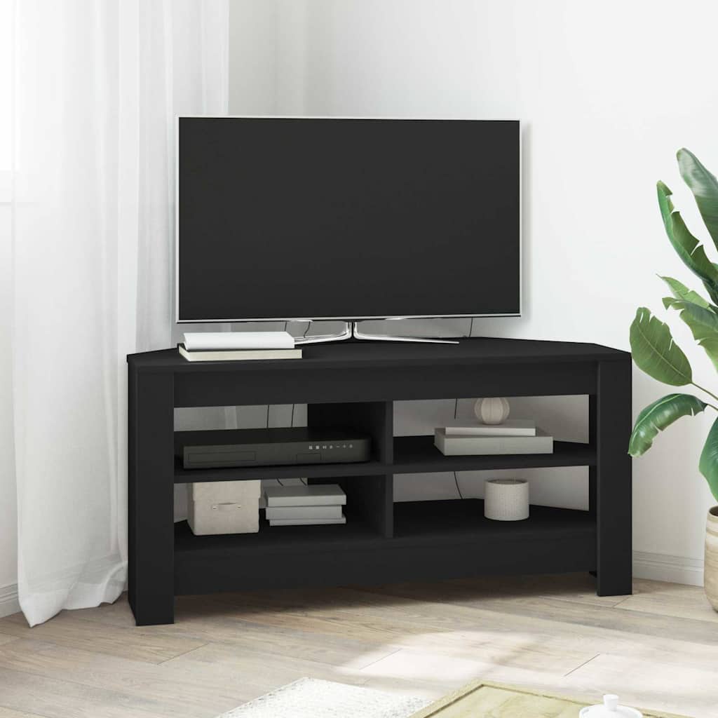 Meuble TV d'Angle en Bois Clair - 102 cm-Mon Meuble TV-Noir-15