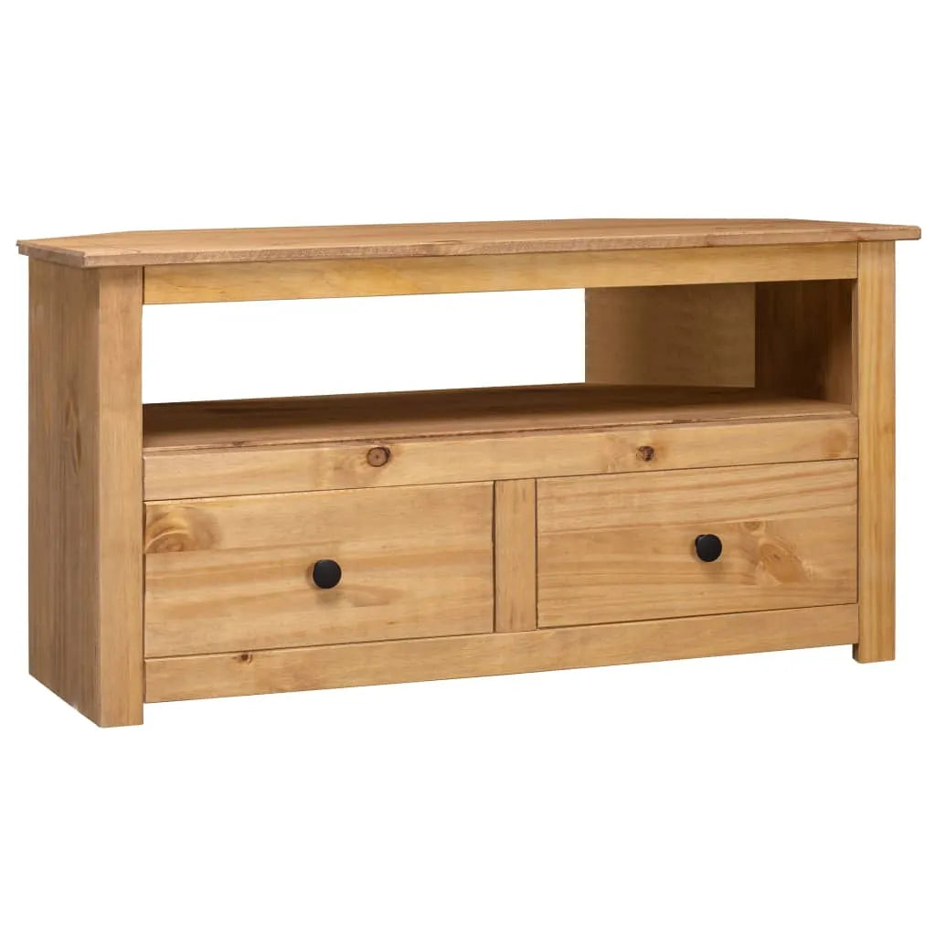 Meuble TV d'Angle en Pin Massif - 93 cm-Mon Meuble TV-Marron-1