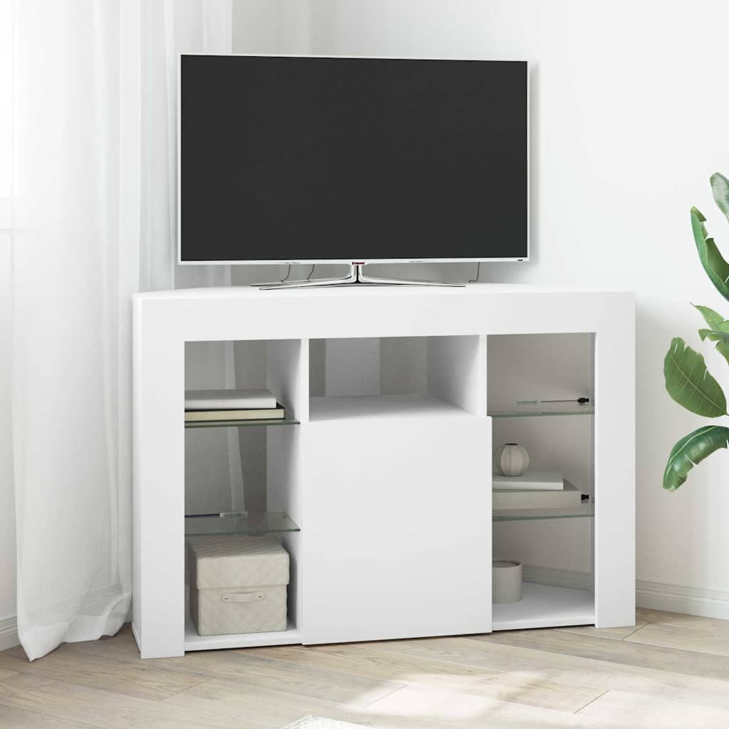 Meuble TV d'Angle LED en Bois Ancien - 100 cm-Mon Meuble TV-Blanc-68 cm-18