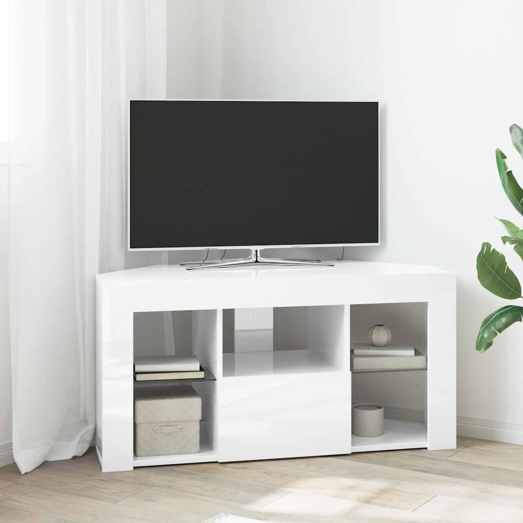 Meuble TV d'Angle LED en Bois Ancien - 100 cm-Mon Meuble TV-Blanc brillant-50 cm-14