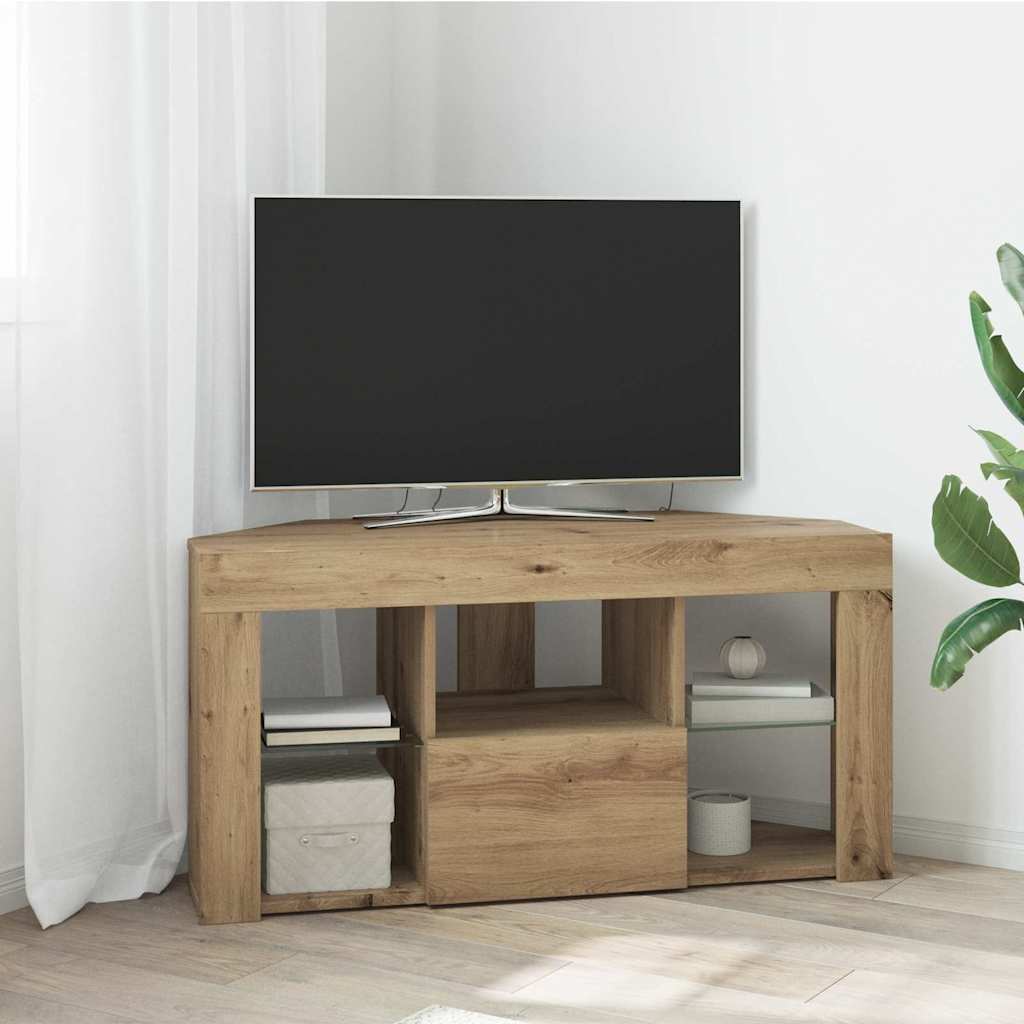 Meuble TV d'Angle LED en Bois Ancien - 100 cm-Mon Meuble TV-Chêne artisanal-50 cm-15