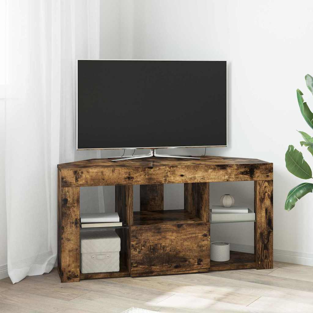 Meuble TV d'Angle LED en Bois Ancien - 100 cm-Mon Meuble TV-Chêne fumé-50 cm-26