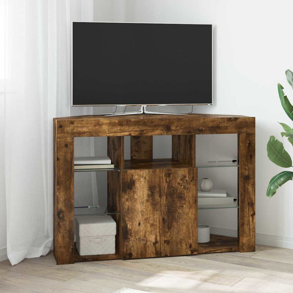 Meuble TV d'Angle LED en Bois Ancien - 100 cm-Mon Meuble TV-Chêne fumé-68 cm-21