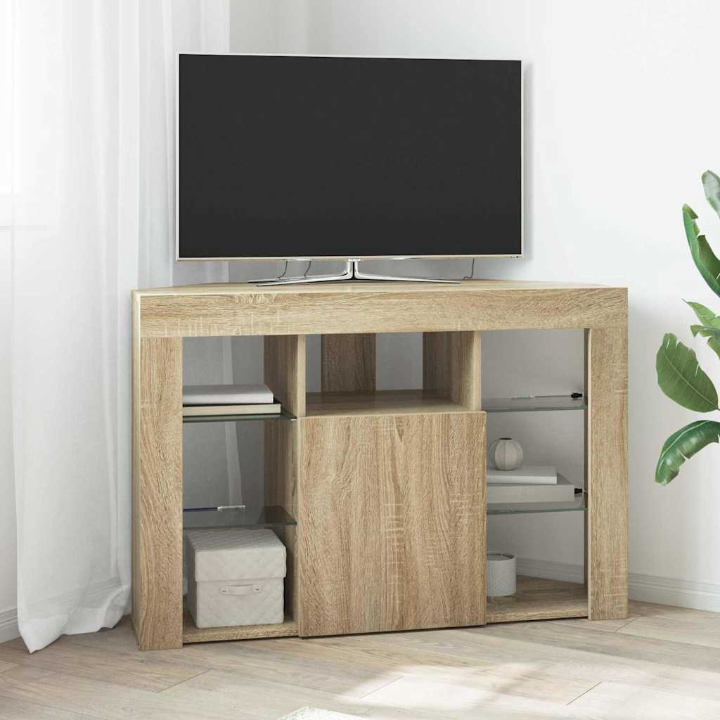 Meuble TV d'Angle LED en Bois Ancien - 100 cm-Mon Meuble TV-Chêne sonoma-68 cm-27