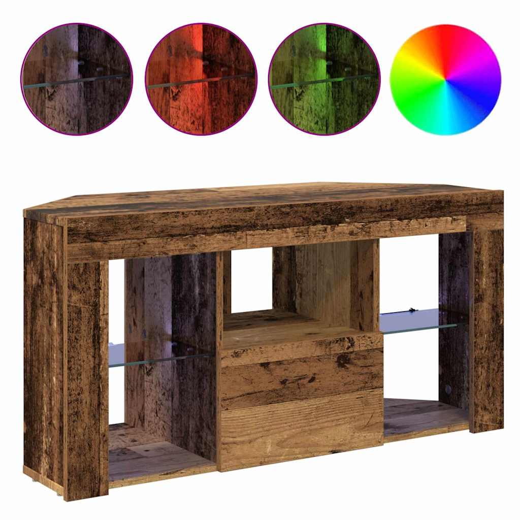 Meuble TV d'Angle LED en Bois Ancien - 100 cm-Mon Meuble TV-Chêne sonoma-68 cm-4