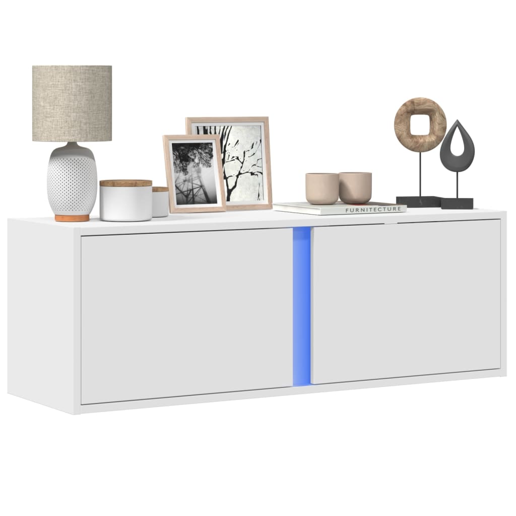 Meuble TV Design avec Lumière Effet Béton - 100 cm-Mon Meuble TV-Blanc-100 cm-1-14