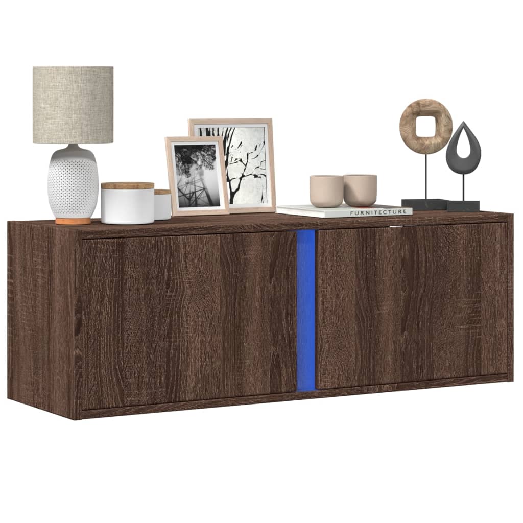 Meuble TV Design avec Lumière Effet Béton - 100 cm-Mon Meuble TV-Chêne marron-100 cm-1-15