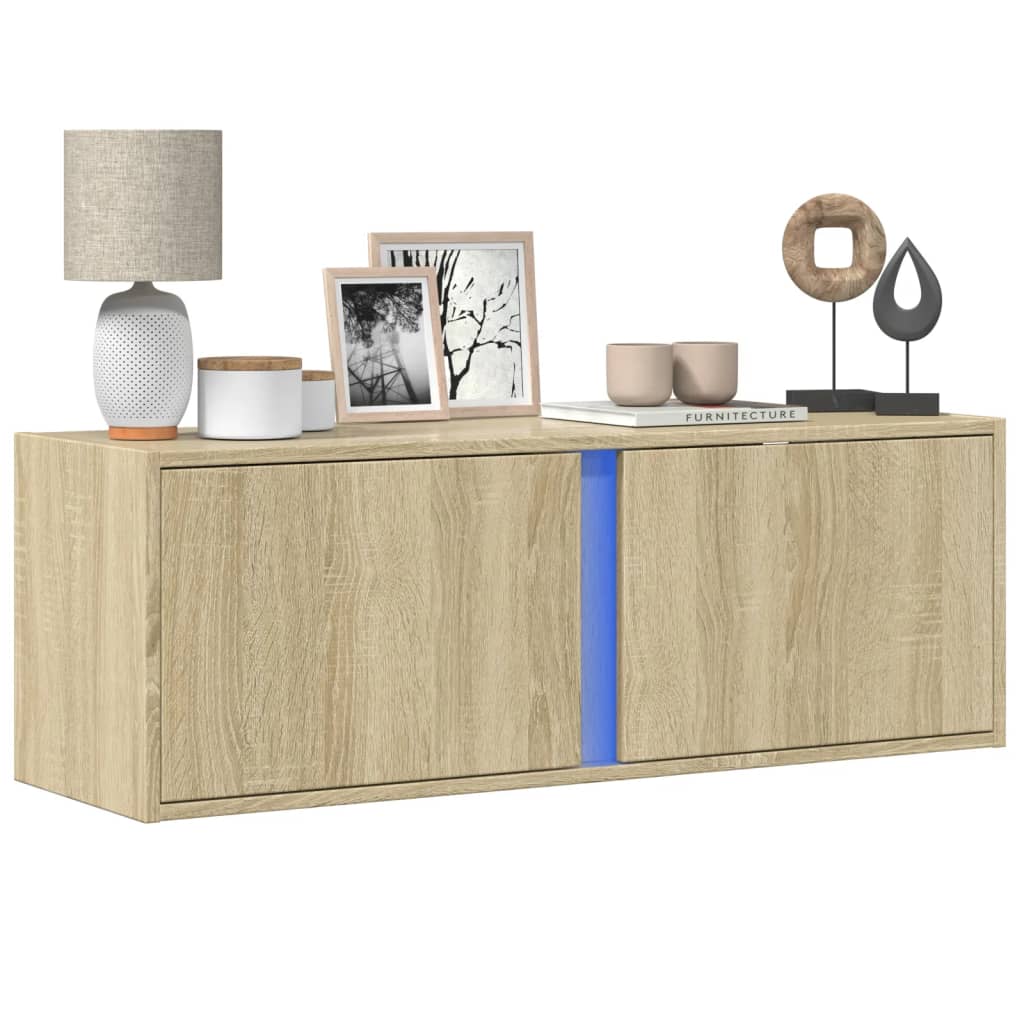 Meuble TV Design avec Lumière Effet Béton - 100 cm-Mon Meuble TV-Chêne sonoma-100 cm-1-13
