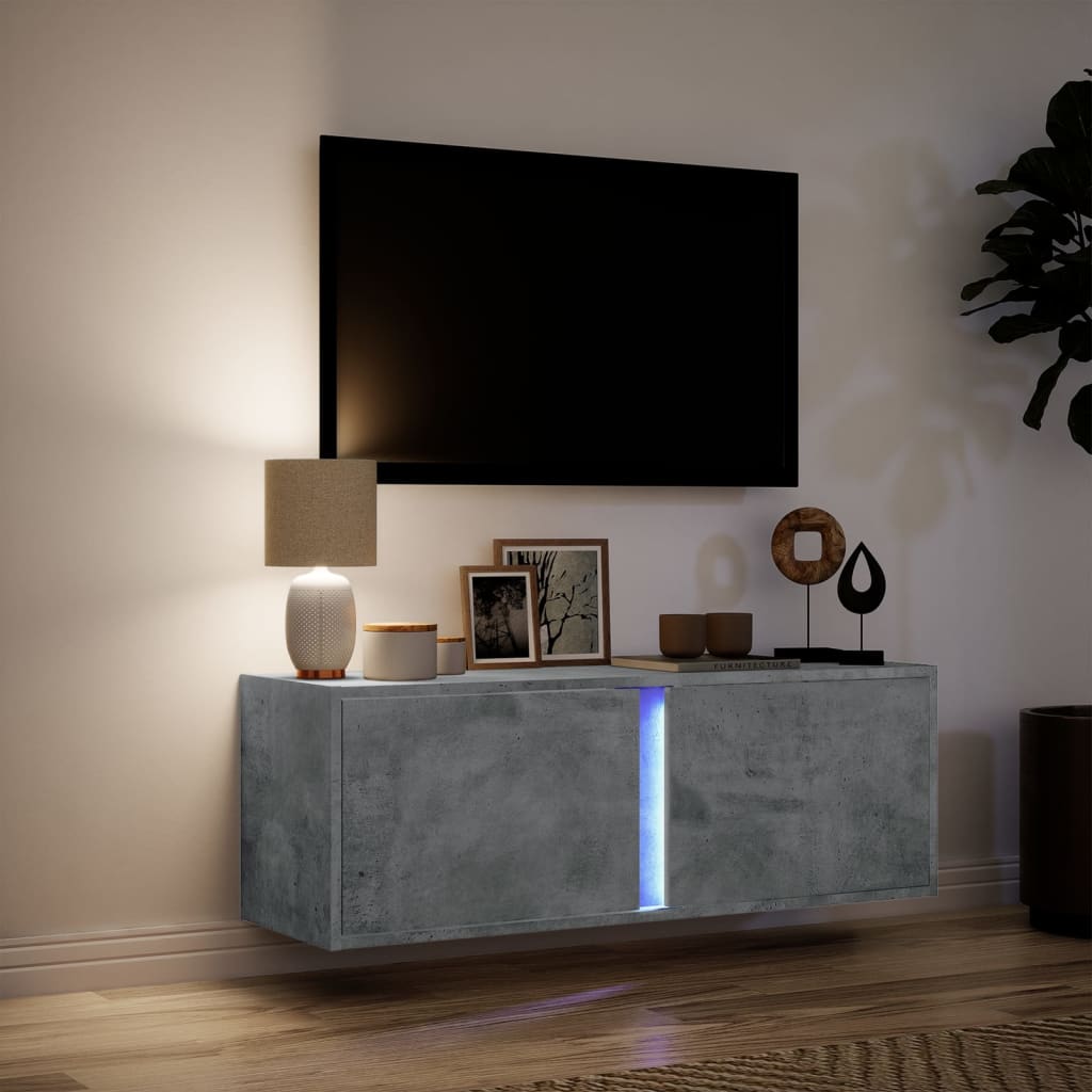 Meuble TV Design avec Lumière Effet Béton - 100 cm-Mon Meuble TV-Noir-80 cm-1-5