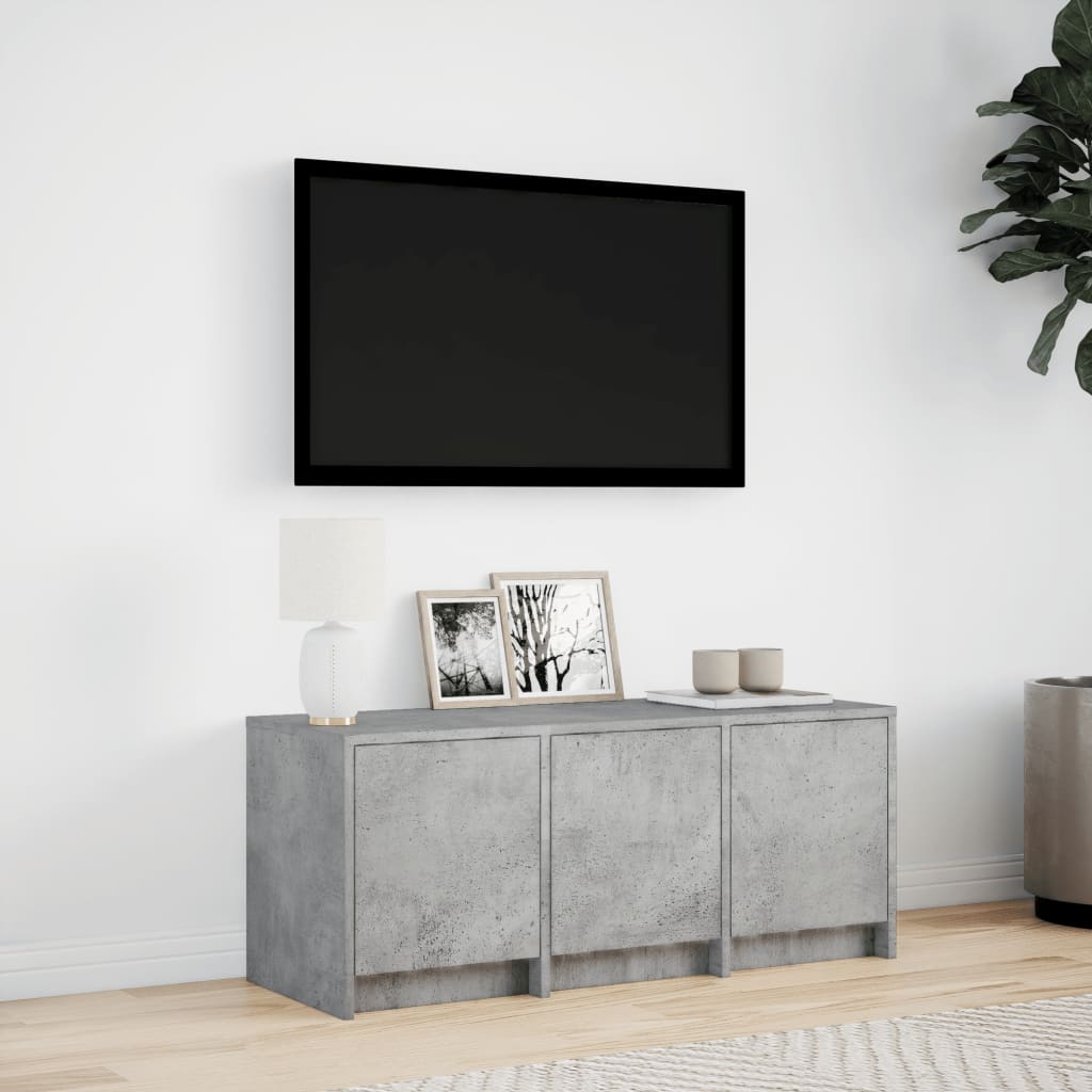 Meuble TV Design Bas Effet Béton avec LED - 97 cm-Mon Meuble TV-4