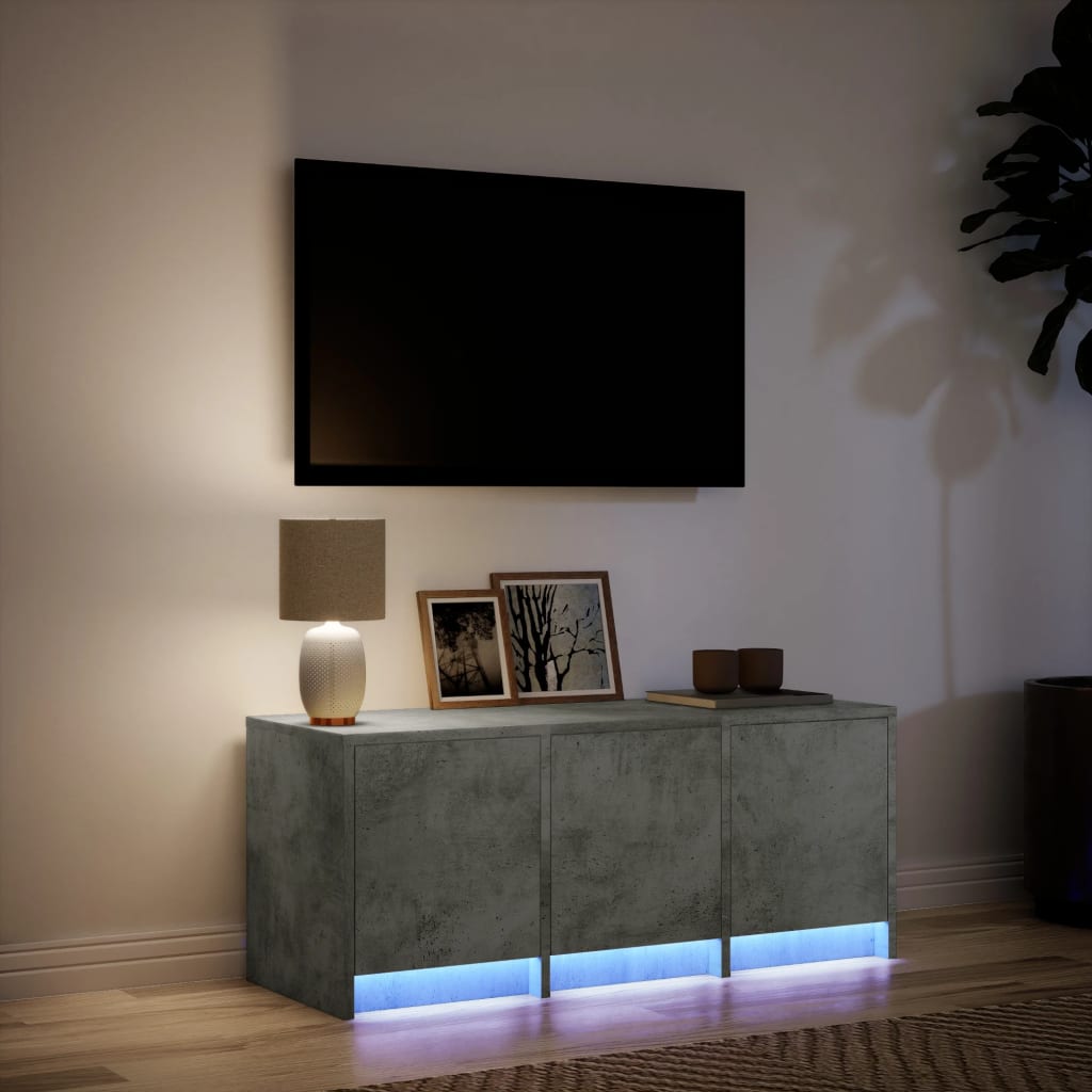 Meuble TV Design Bas Effet Béton avec LED - 97 cm-Mon Meuble TV-5