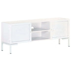 Meuble TV Design Blanc en Manguier Massif - 115 cm-Mon Meuble TV-1