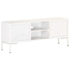 Meuble TV Design Blanc en Manguier Massif - 115 cm-Mon Meuble TV-10