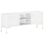 Meuble TV Design Blanc en Manguier Massif - 115 cm-Mon Meuble TV-11